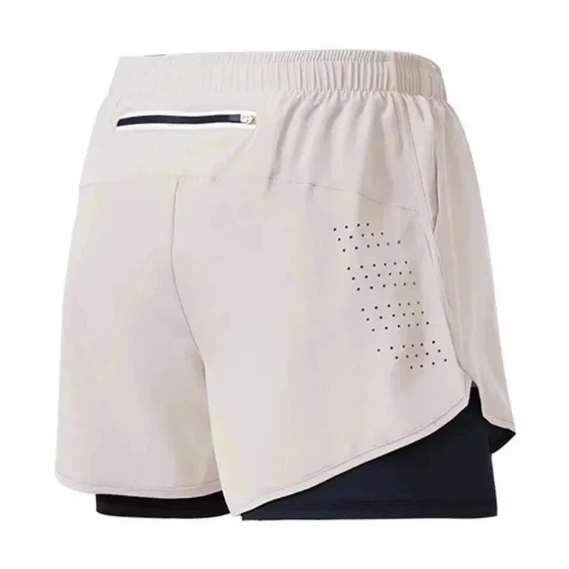 SPORTS SHORTS WITH ATTACHED COMPRESSION INNER