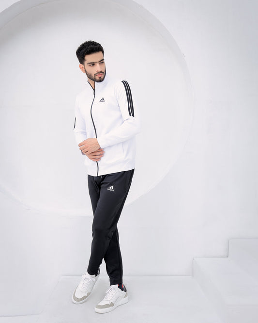 PREMIUM WHITE  WINTER TRACKSUIT WITH STRIPES