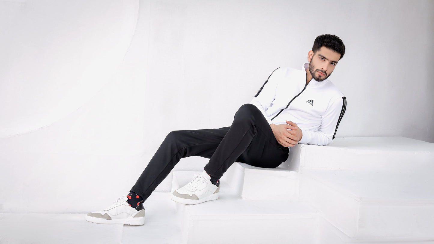 PREMIUM WHITE  WINTER TRACKSUIT WITH STRIPES