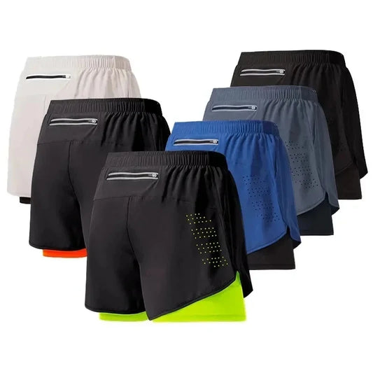 SPORTS SHORTS WITH ATTACHED COMPRESSION INNER