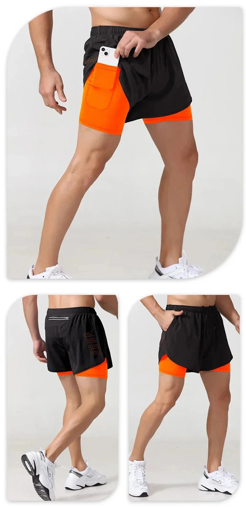 SPORTS SHORTS WITH ATTACHED COMPRESSION INNER