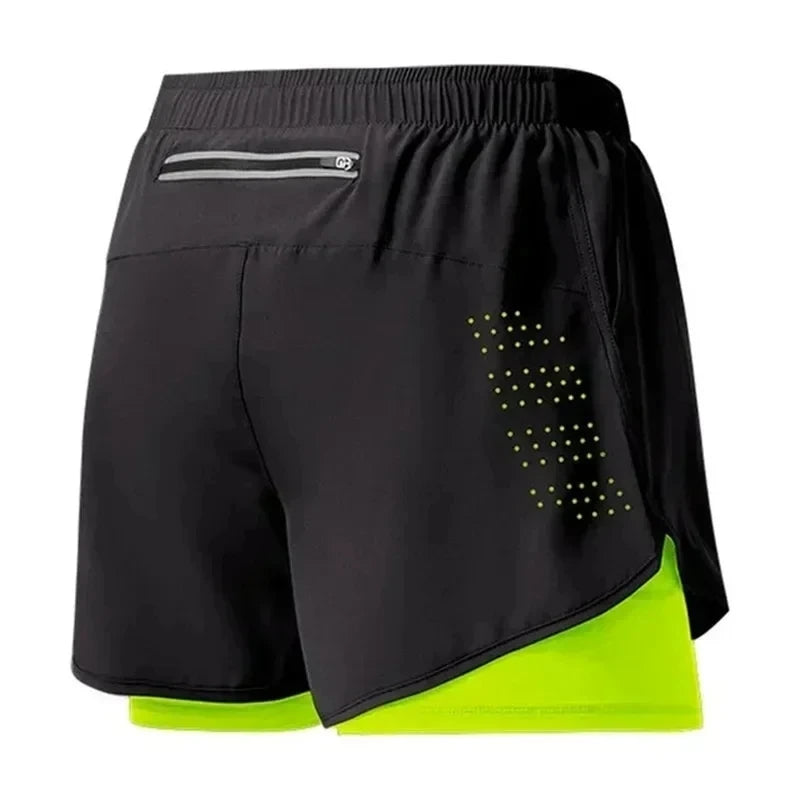 SPORTS SHORTS WITH ATTACHED COMPRESSION INNER