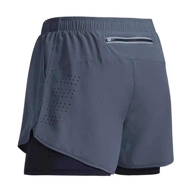 SPORTS SHORTS WITH ATTACHED COMPRESSION INNER